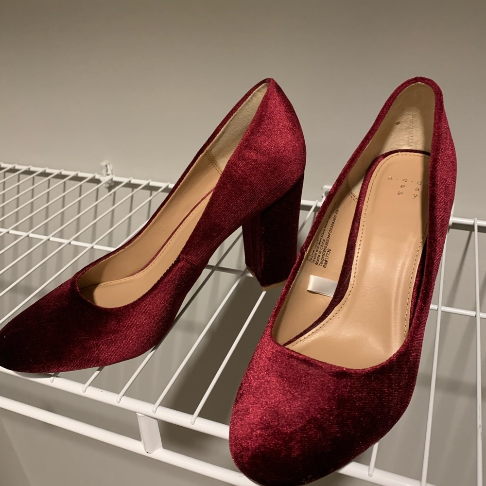 a new day Burgundy Velvet Heels